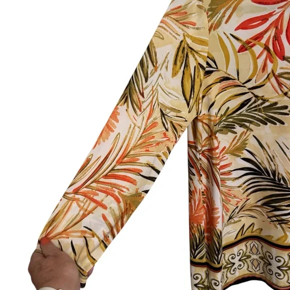 BEAUTIFUL KASPER TROPICAL LEAF PRINT TOP w/NECKLINE DETAIL MEDIUM #S - Picture 5 of 6